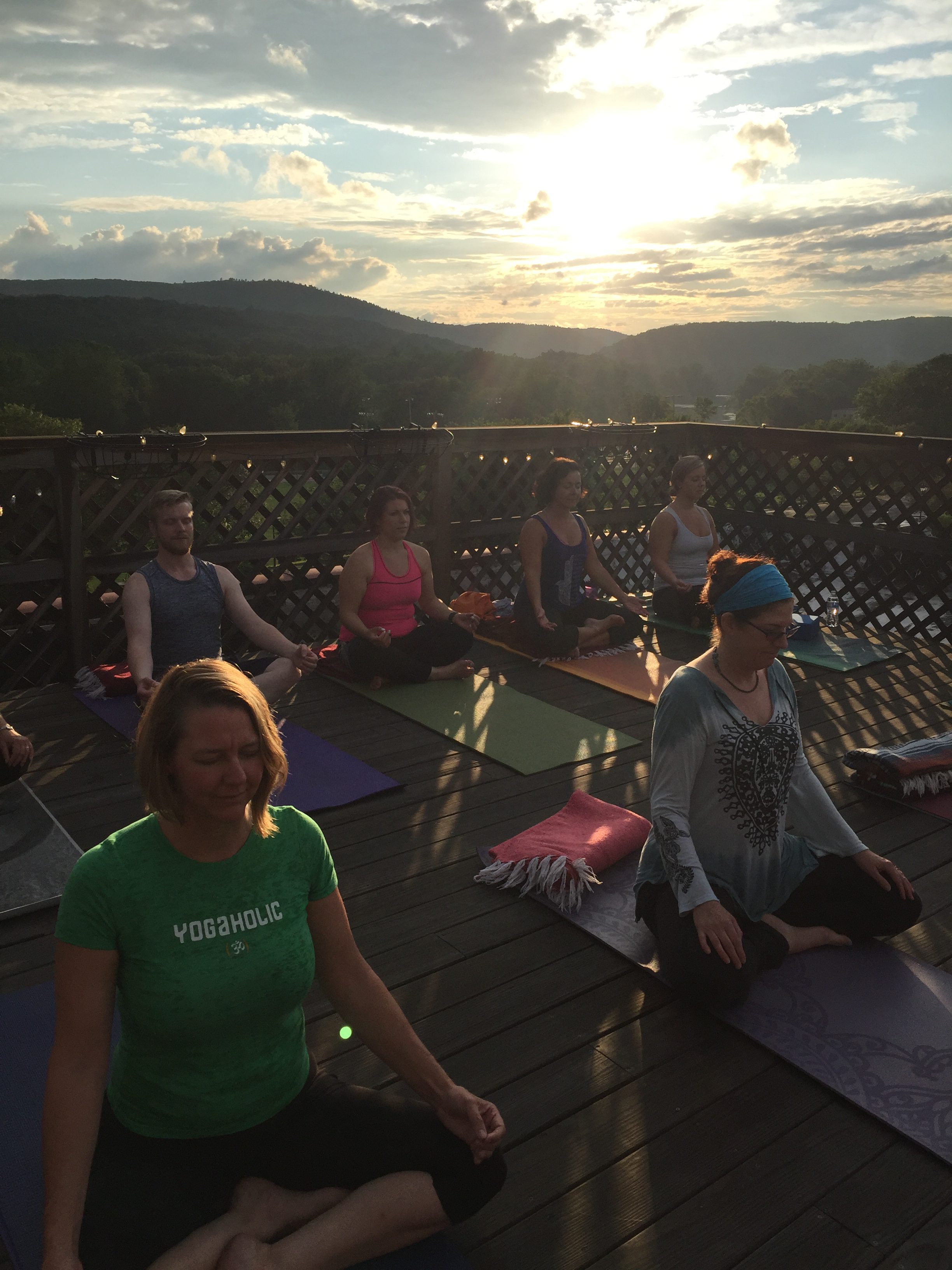 Roof top yoga sunset